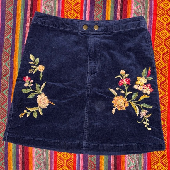 Mossimo Supply Co. Dresses & Skirts - Mossimo Supply Co. Navy Skirt with Floral Embroidery